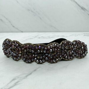 Beaded Faux Leather Stretch Belt Size Small S Womens